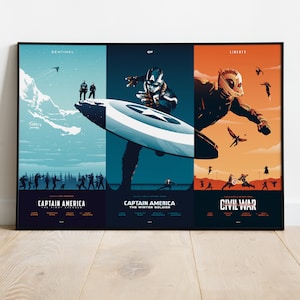 Captain America Poster, Movie Print, Wall Art, Gift for Film Fans