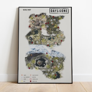 Days Gone Karte Poster, Spiel Druck, Wandkunst, Geschenk für Gamer