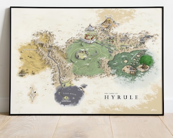The Legend of Zelda Map Poster, Game Print, Wall Art, Gift for Gamers