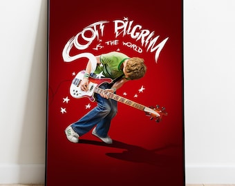 Póster de Scott Pilgrim contra el mundo, lámina de película, arte mural, regalo para cinéfilos