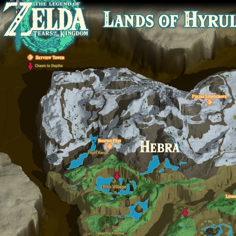 The Legend of Zelda Map Poster, Lands of Hyrule Wall Art, Rolled Canvas
