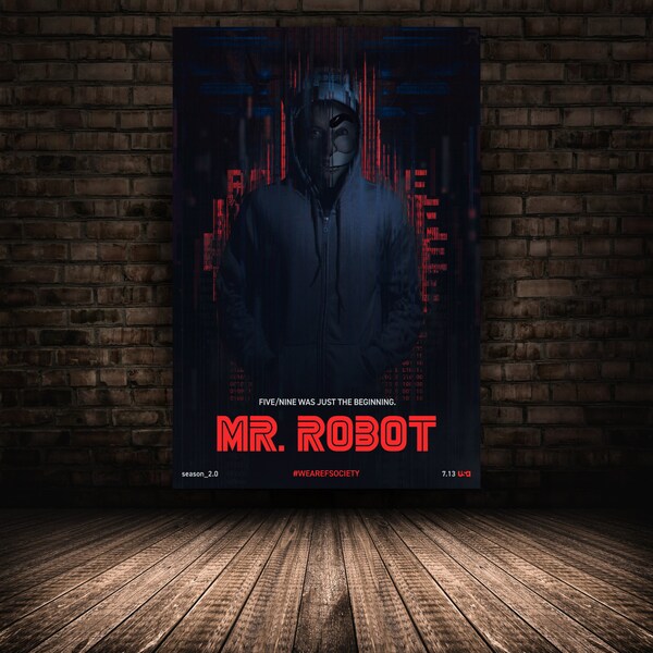 Mr. Robot Poster, Elliot Anderson Wall Art, Rolled Canvas Print, Stretched Option, Tv Series Gift