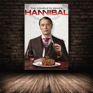 Hannibal Poster, Mads Mikkelsen Wall Art, Rolled Canvas Print, Stretched Option, Tv Series Gift Design 8