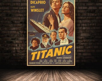 Titanic Movie Poster, Leonardo DiCaprio Wall Art, James Cameron Stretched Option, Unique Home Decor, Canvas Print, Ideal Gift for Film