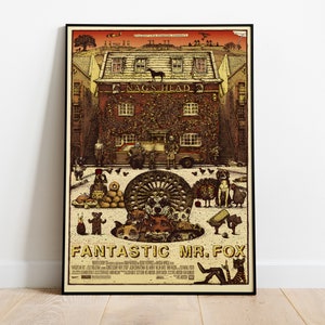 Póster de "El Fantástico Sr. Fox", lámina de película, arte mural, regalo para cinéfilos