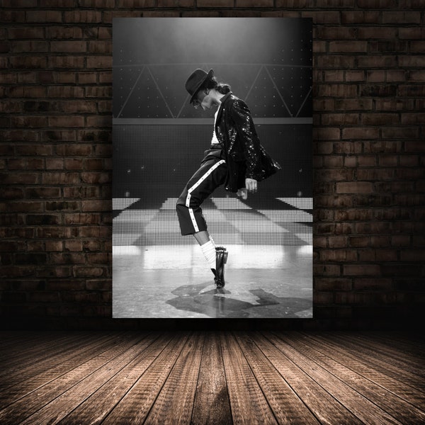 Michael Jackson Poster, Black and White Wall Art, Vintage Rolled Canvas Print, Stretched Option, Celebrity Poster Gift