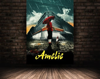 Amelie Movie Poster, Le fabuleux destin d'Amélie Poulain Wall Art, Unique Home Cinema Decor, Modern film Print