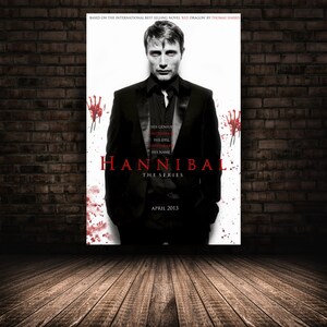 Hannibal Poster, Mads Mikkelsen Wall Art, Rolled Canvas Print, Stretched Option, Tv Series Gift Design 7
