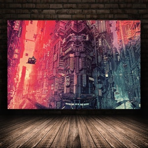  Cyberpunk Style 80s Retro Background Decorations for Living  Room Cyberpunk City Street Modern Paintings Pictures 3 Piece Canvas Wall  Art House Decor Ready to Hang Posters and Prints, 60 Wx40 H 
