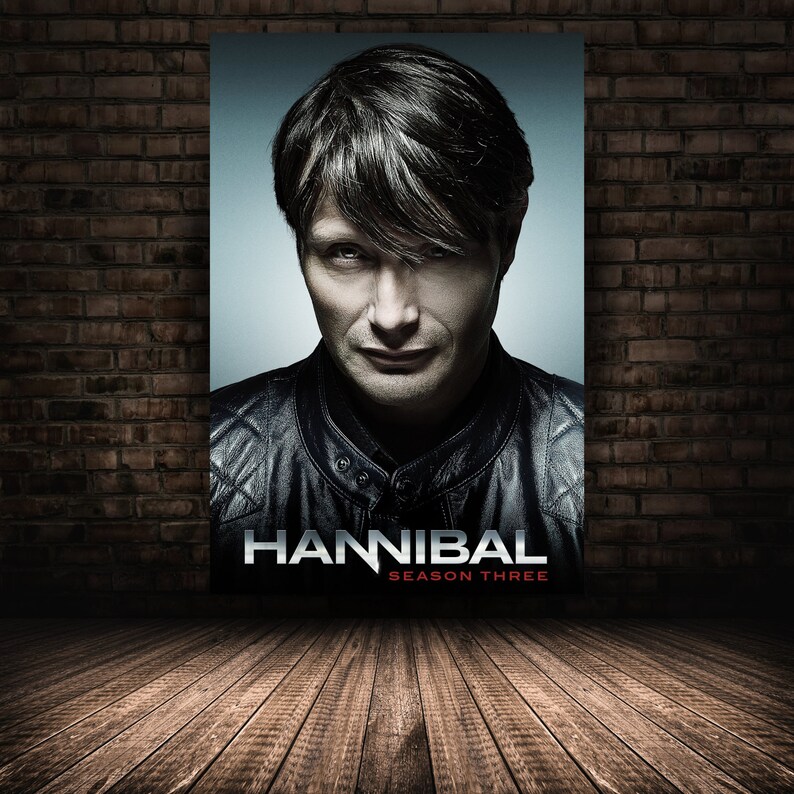 Hannibal Poster, Mads Mikkelsen Wall Art, Rolled Canvas Print, Stretched Option, Tv Series Gift Design 2