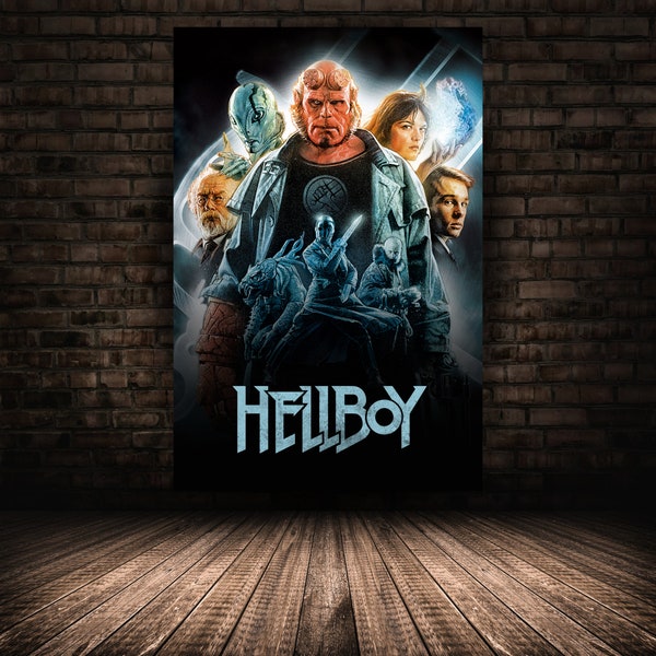 Hellboy Movie Poster, Ron Perlman Wall Art, Stretched Option, Unique Home Decor, Canvas Print, Ideal Gift for Film