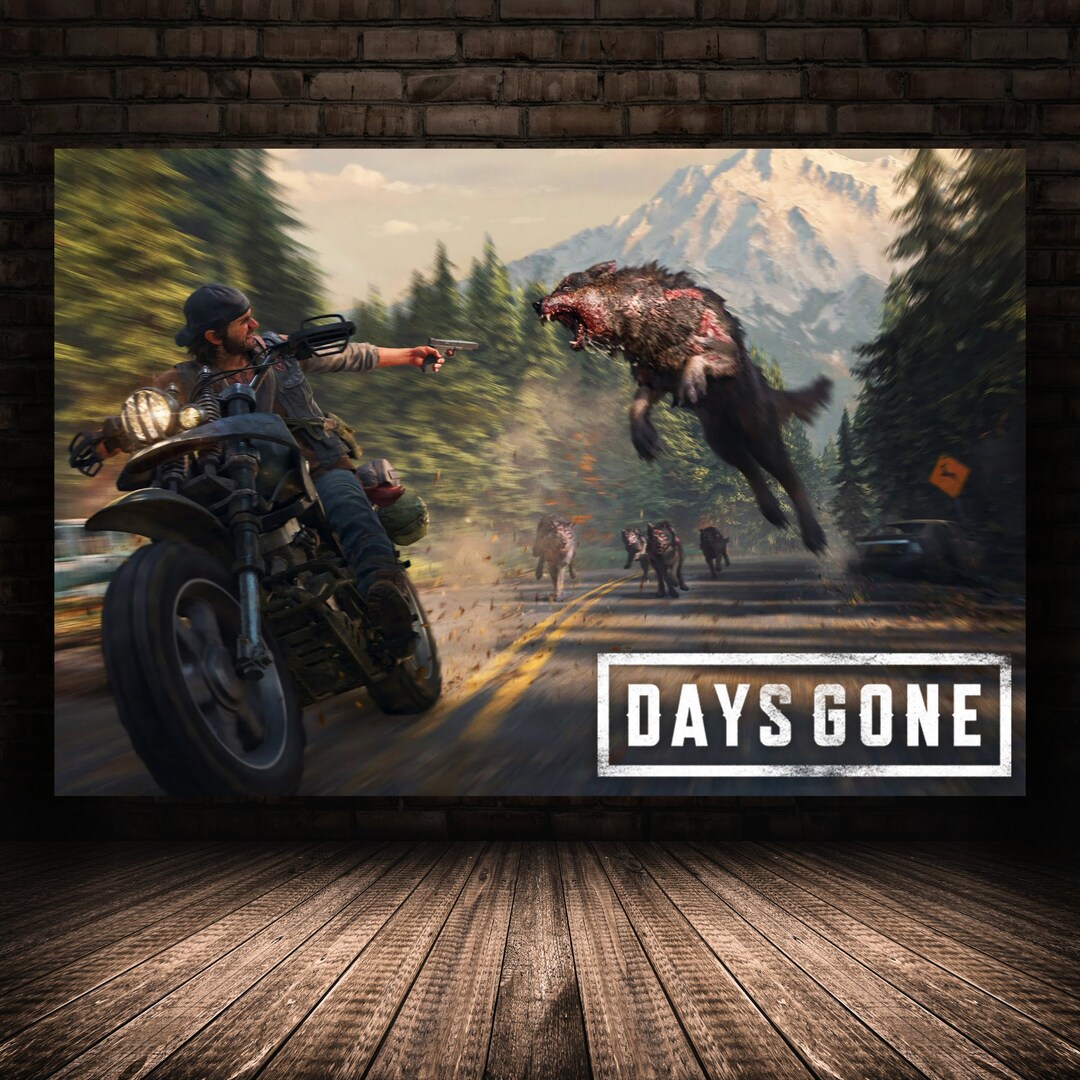Days Gone Poster, Neo Futuristic Wall Art, Rolled Canvas Print