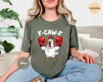 Comfort Colors F-Caw-F Chicken Christmas T-Shirt: Holiday Crewneck