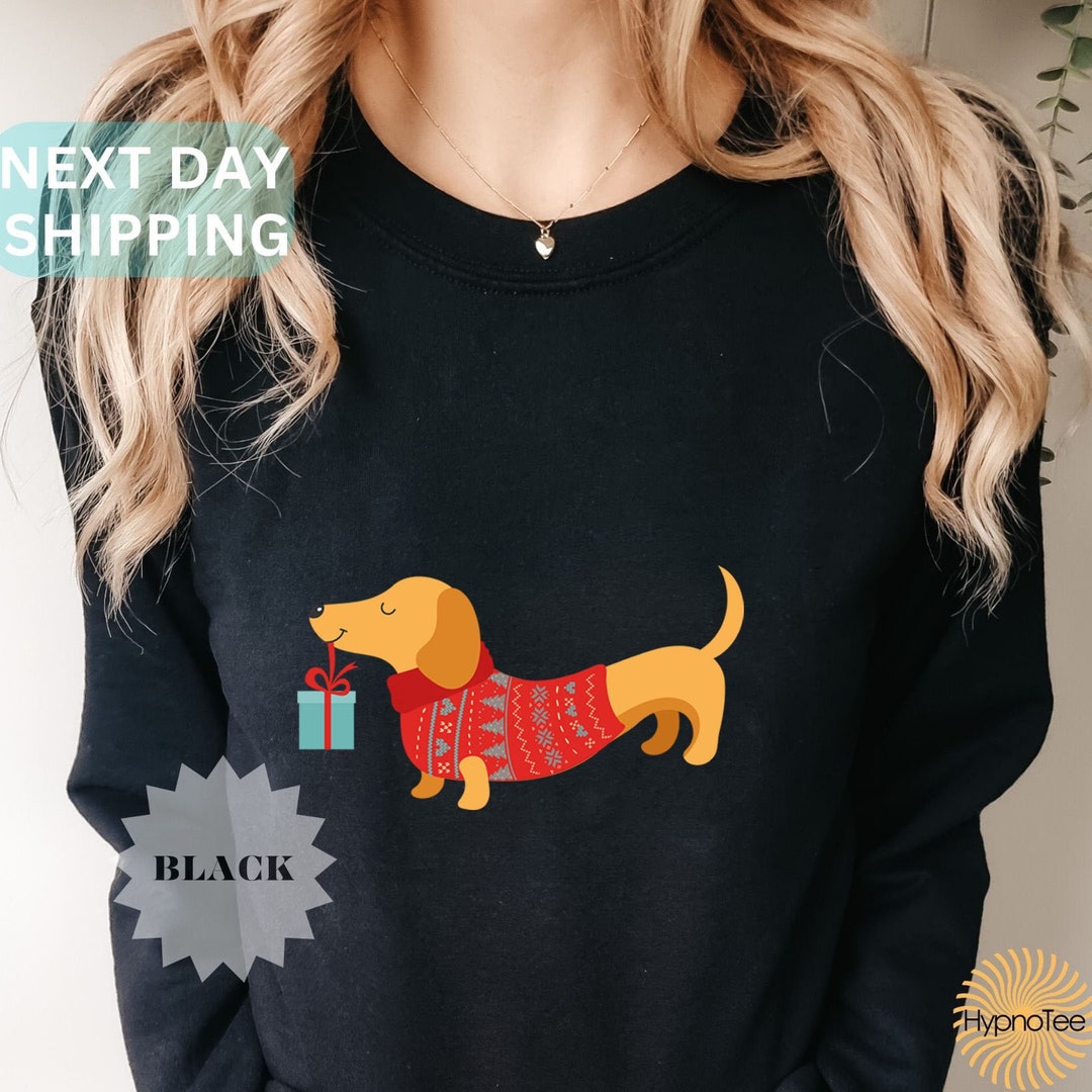 Christmas Dog Sweatshirt Christmas Dachshund Sweatshirt Etsy