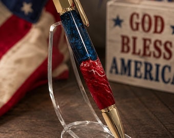 4th of July Acrylic Pen, gold, handmade, hand turned, gift