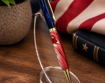4th of July Acrylic Pen, Antique gold, Handmade, Hand turned, Gift