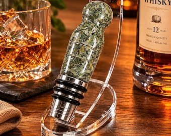 For Father's Day-Acrylic Whiskey Stopper with shredded fake money.