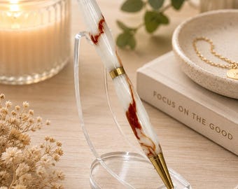 Handmade Gold Marble Acrylic Twist Pen, Gift