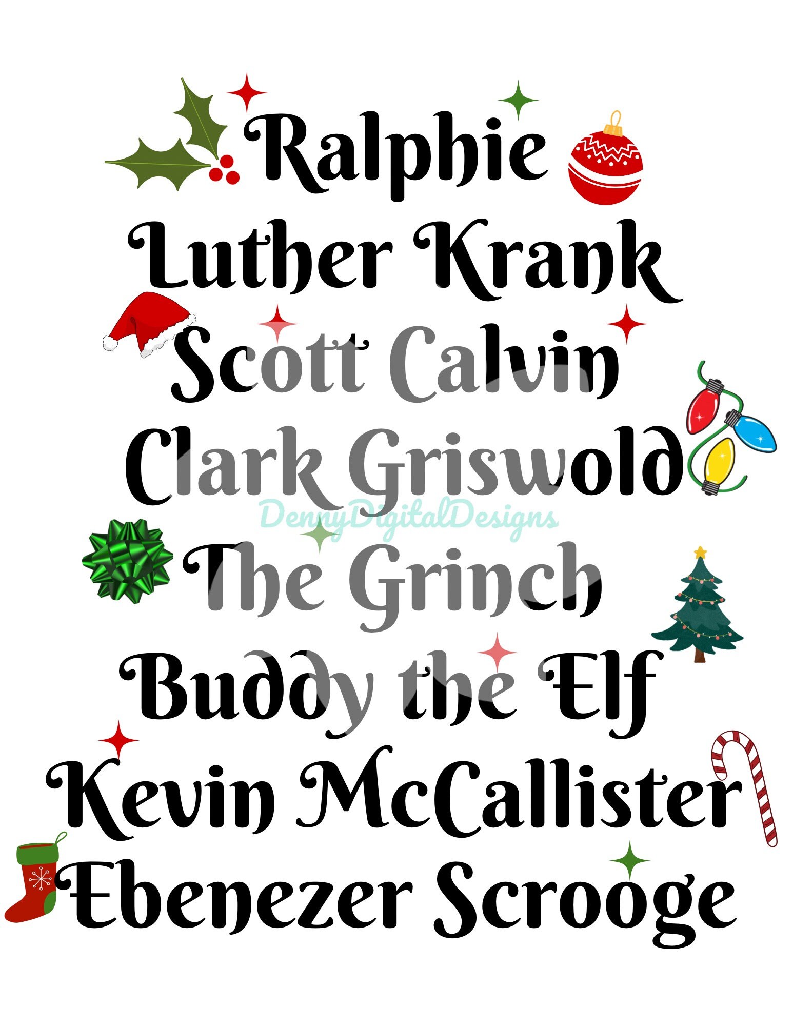 Christmas Movie Character Names Png for Sublimation 2 Designs Etsy