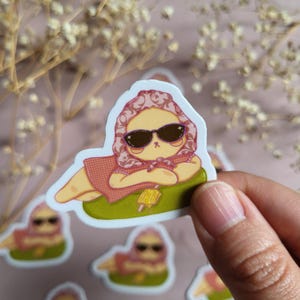 Pegatina de gato de paleta, pegatina de gato tranquilo, pegatina de gato de humor, pegatina de gato de verano, pegatina de gatito, pegatina de gato genial para amantes de los gatos, ambiente veraniego