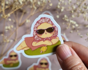 Popsicle Cat Sticker: Unbothered Summer Vibe - Weatherproof Vinyl
