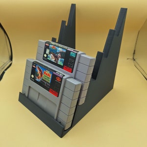 Super Nintendo Game Cartridge Display Stand, Tiered, Options Up to 5 NA SNES Carts, 3D Printed, Choice of Colors