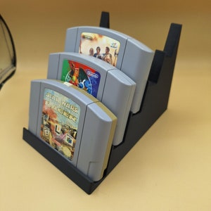 N64 Game Cartridge Display Stand, Tiered, Options Up To 5 Nintendo 64 Carts, 3D Printed, Choice of Colors