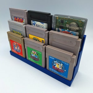 Tiered GBA Cartridge Display Stand in 9 or 16 Slots, 3D Printed, Choice of Colors