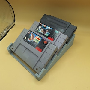 SNES Game Cartridge Display Stand, Horizontal, Tiered, Options Up to 5 Carts, 3D Printed, Choice of Colors