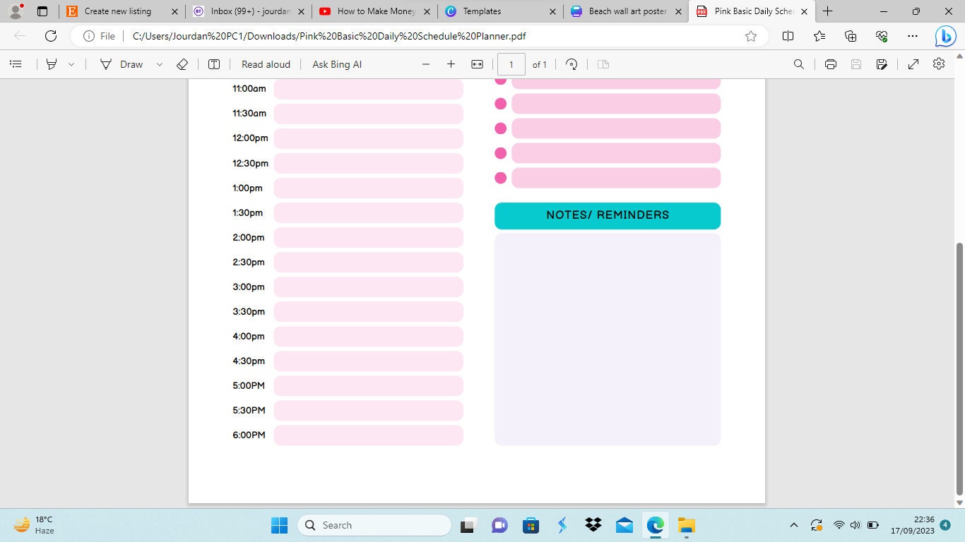 Daily Schedule Planner Etsy