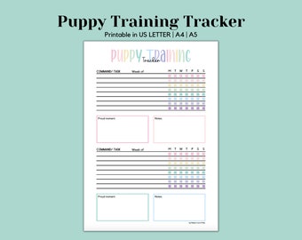 Puppy Training Tracker Weekly Puppy Training Log Puppy Planner Training Log Dog Training Tracker Dog Training Log Instant Download Printable