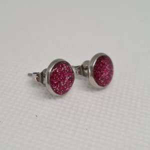 Stud earrings glitter pink