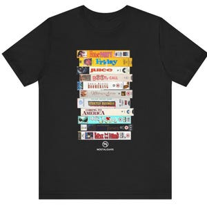 Retro 90s Movies VHS Tape Graphic Shirt - Vintage Style Cotton Tee Featuring Classic Films Friday, House Party, Waiting To Exhale & More