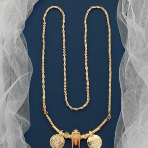 Golden Mother&#39;s Day Sale: Mop Chain with Gold Plated Covering & Cubic Zirconia, Perfect for South Indian Jewelry! Limited Time Offer