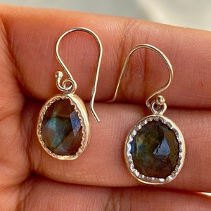 Unique And Luxury 925 Sterling Silver Natural Gemstone Labradorite New Design Earrings, Silver Earring, Labradorite Earrings