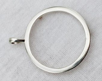 925 Sterling Silver Round Bezel Pendant Setting: Coin Connector, Nickel Free