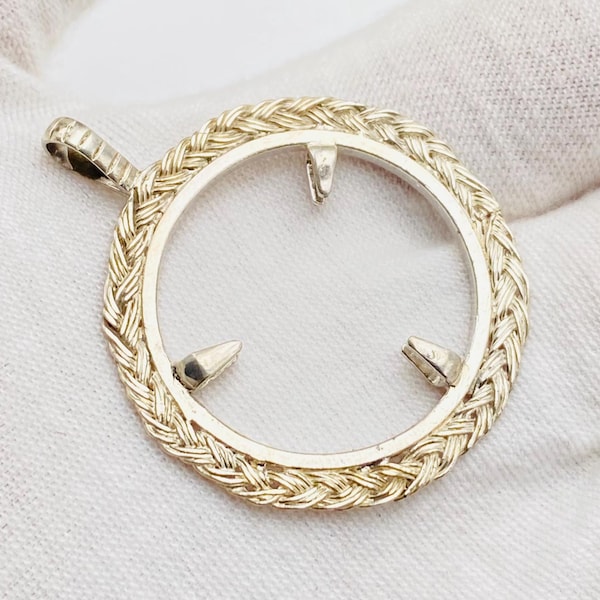 925 Sterling Silver Round Pendant Bezel Setting: Coin Connector