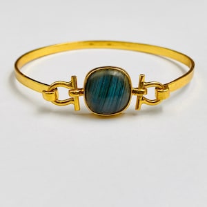 Gold Plated  Haff Micron Labradorite Bracelet - Genuine Sterling Silver 925 - Labradorite Jewelry | Stylish Bracelet | Birthday Gift