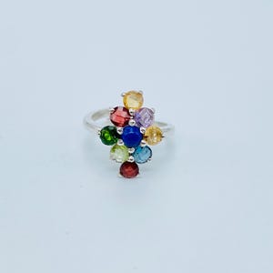 Handmade Multi Color Cubic zirconia CZ Ring, Cubic zirconia Ring, CZ Band Ring, 925 Handmade Silver Ring, Wedding Jewelry, Gift For Her