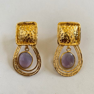 Gold Plated Rose Quartz Earrings, 925 Sterling Silver, Dainty Gemstone Drop Earrings