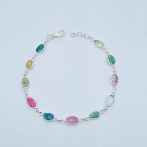Natural Tourmaline Bracelet/valentin Bracelet/925 Sterling Silver/Multi Tourmaline Jewellery Wedding Bracelet/New Design Tourmaline Bracelet