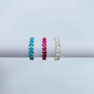 Handmade Multi Color Cubic zirconia CZ Ring, Cubic zirconia Ring, CZ Band Ring, 925 Handmade Silver Ring, Wedding Jewelry, Gift For Her