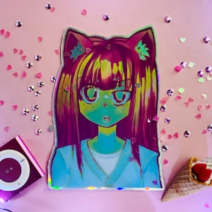 Creepy Cute Kawaii Melting Girl Sticker | Gurokawa Yamikawa Creepycute glitchcore moe Sticker