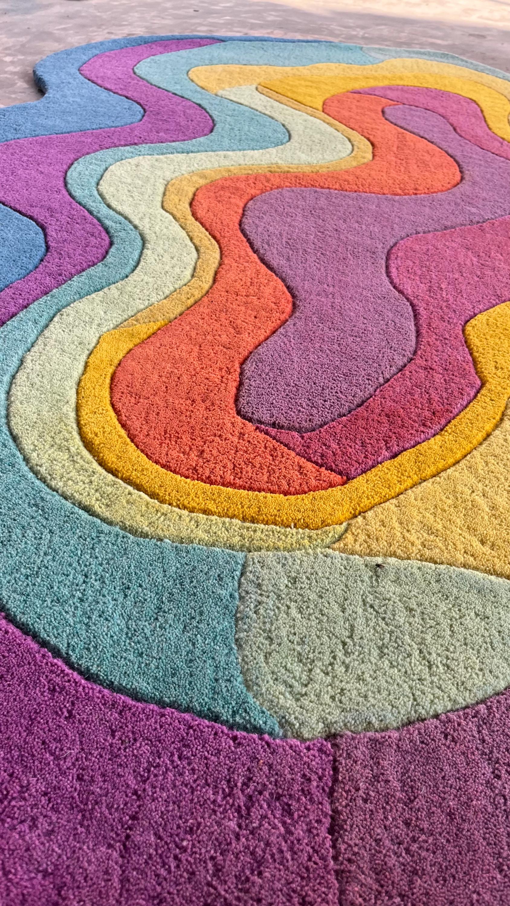 Rainbow Rocks Rug Hand Tufted Rainbow Rug – Wavy Abstract Area Rug - Etsy