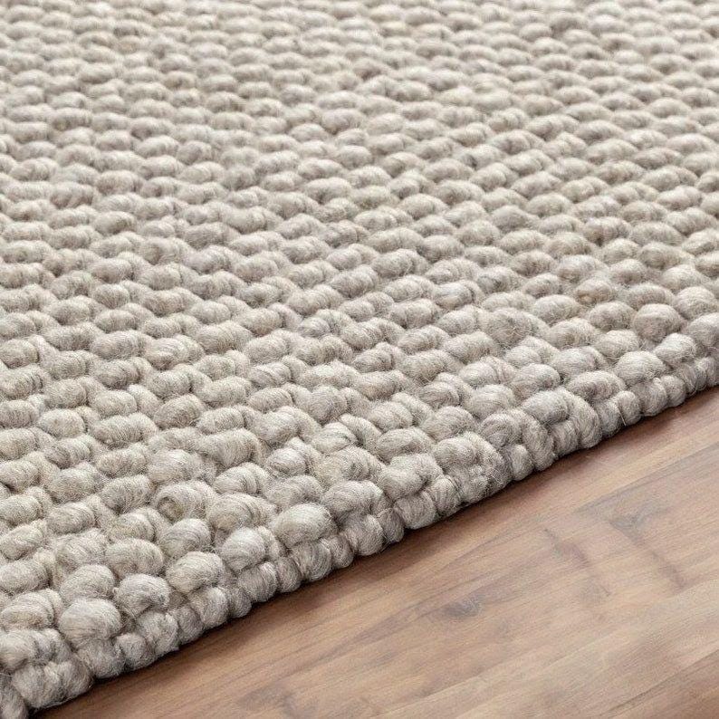 Nubby Rugs Handwoven Chunky Wool Pebble Rug – Soft Ivory Textured Area Rug - Etsy