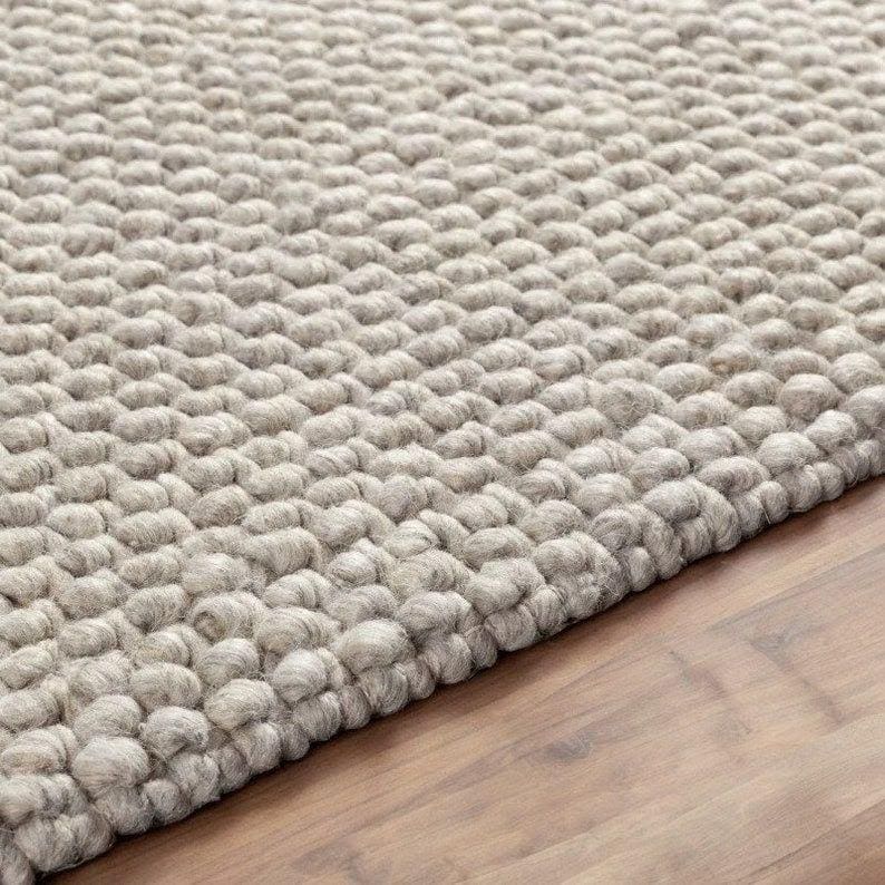Peely Rug Handwoven Chunky Wool Pebble Rug – Soft Ivory Textured Area Rug - Etsy