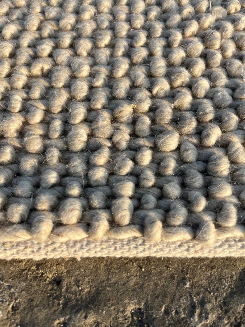 Handwoven Chunky Wool Pebble Rug – Soft Ivory Textured Area Rug - Etsy