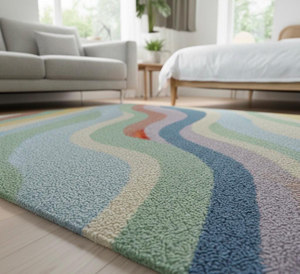 Modern Pastel Wave Hand-tufted Area Rug – Soft Multicolor Abstract ...