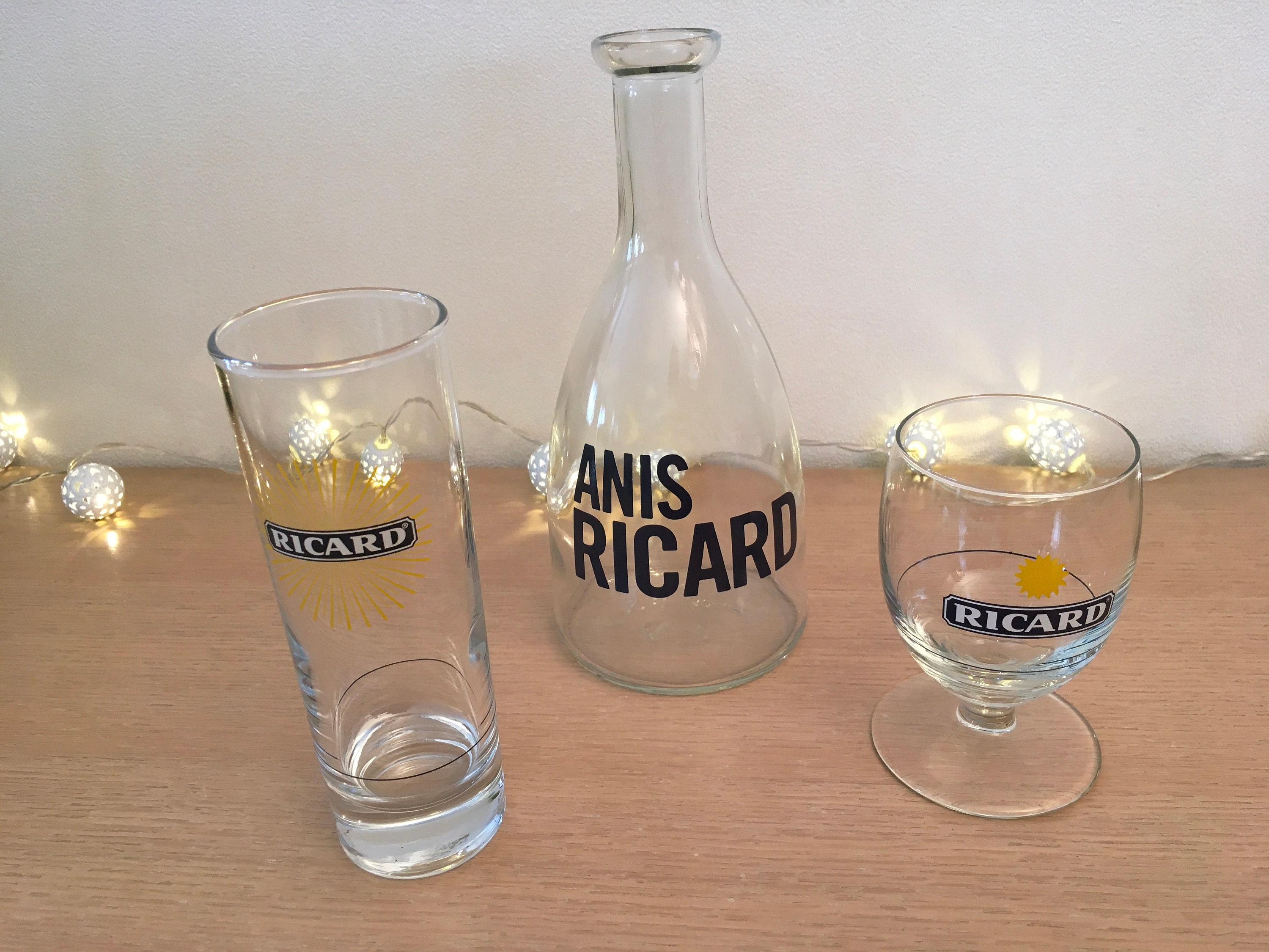 RICARD Glass Decanter Engraved Ricard Round Glass Carafe Tableware French  Vintage 1970s 
