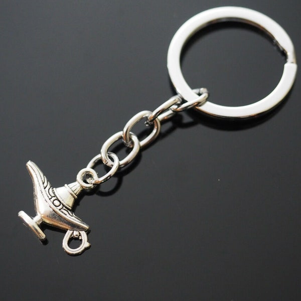 Aladdin Magic Lamp Genie Silver Pendant I Dream Vintage Keychain Gift Key Chain